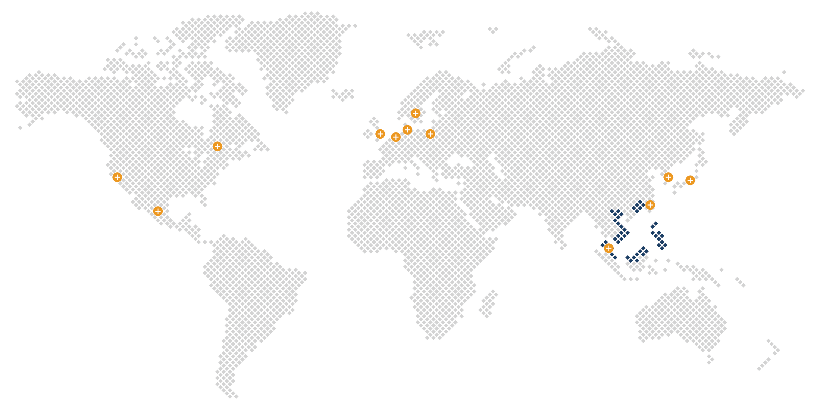 World Map with Greater China and Southeast Asia highlighted