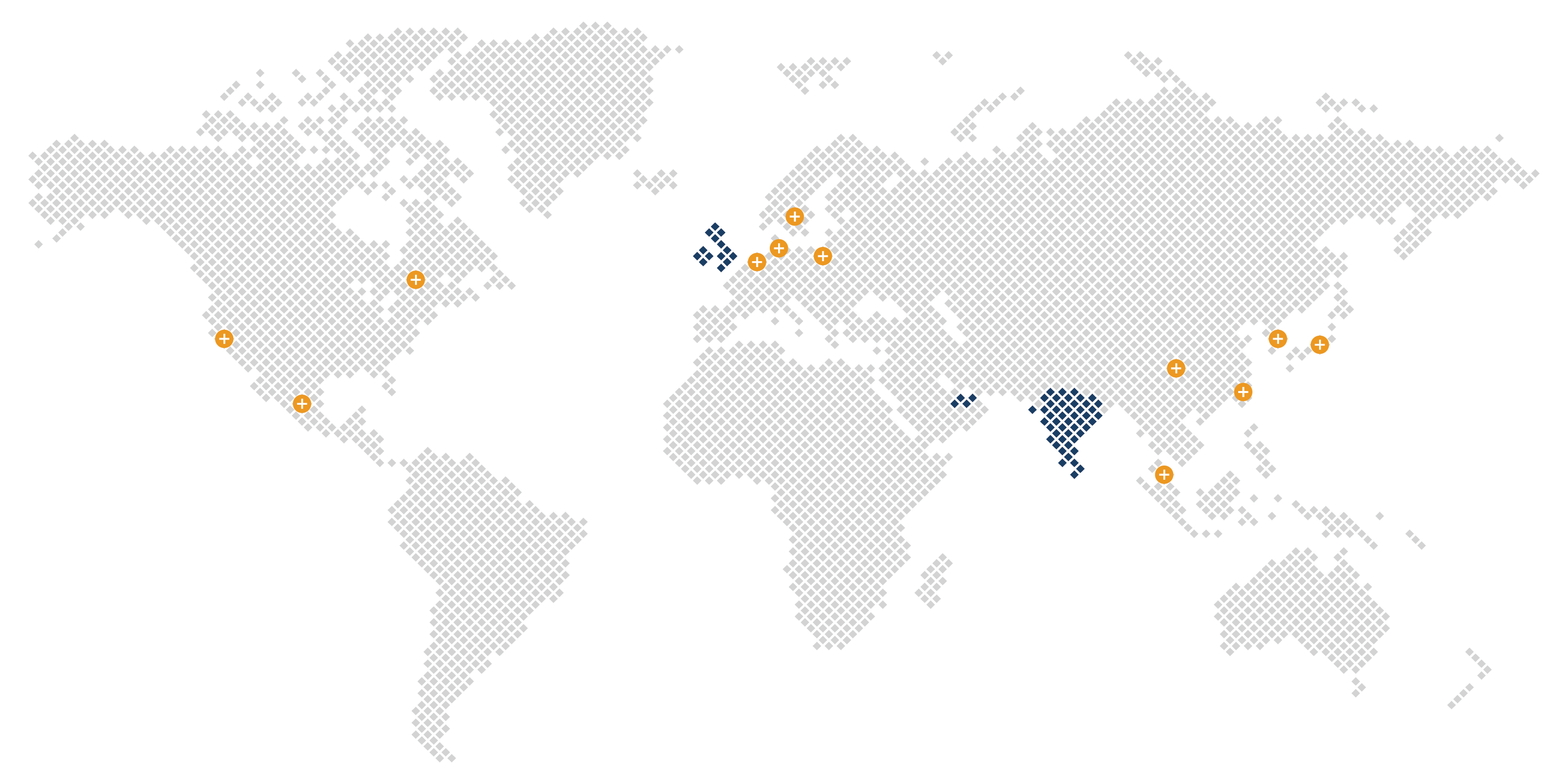 World Map with United Kingdom, Ireland, UAE, and India highlighted
